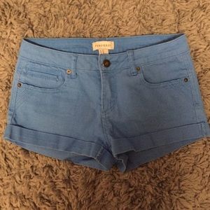 Blue hi-rise shorts